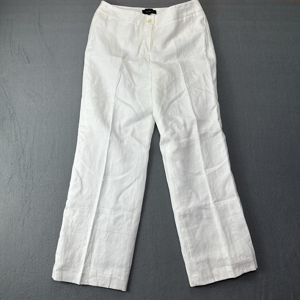NWOT Talbots Signature White 100% Linen Wide Leg Pants Lined 10